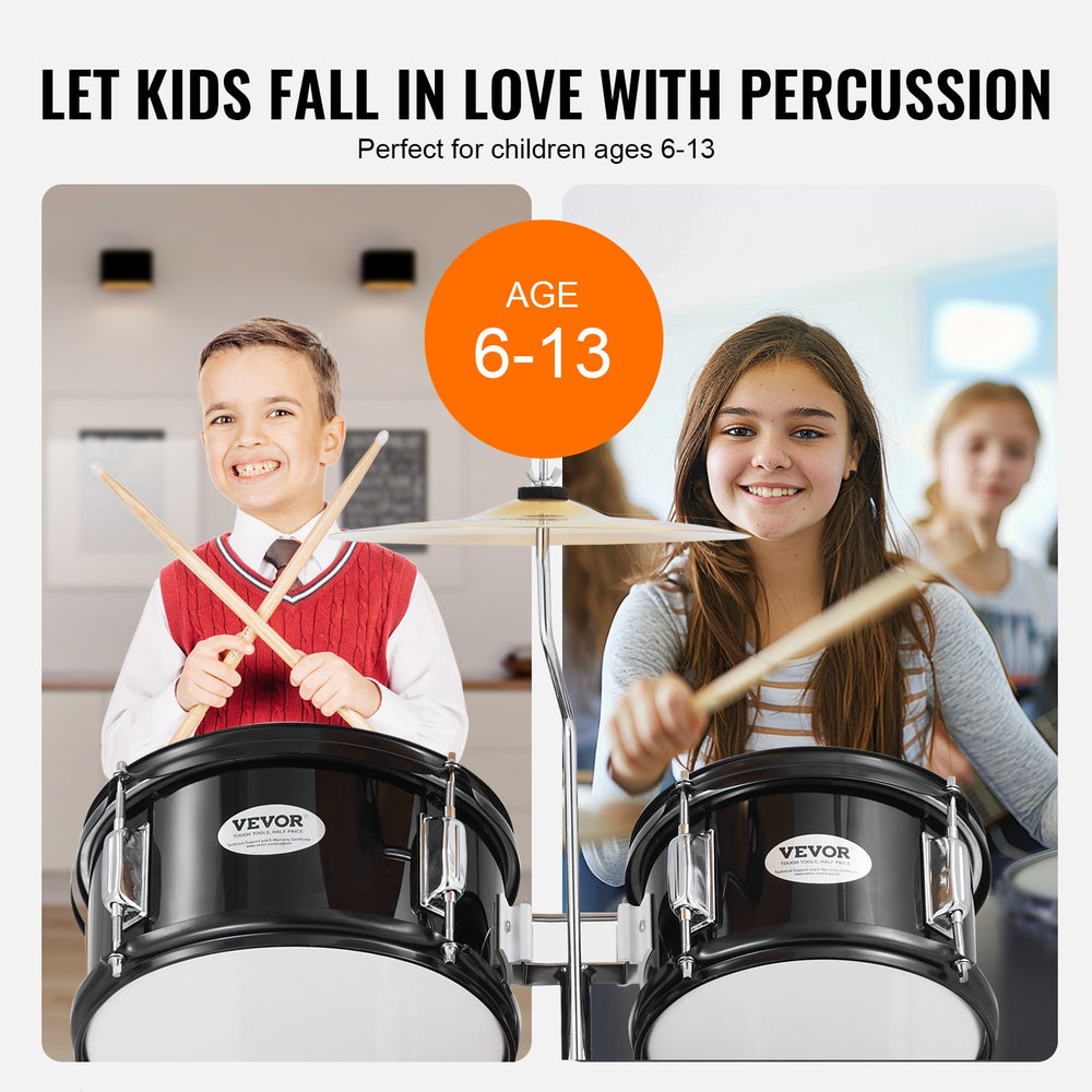 Vevor Kids Drum Set 5-Piece 16" Beginner Kit with Adjustable Throne and Drumsticks Ages 6-13 New