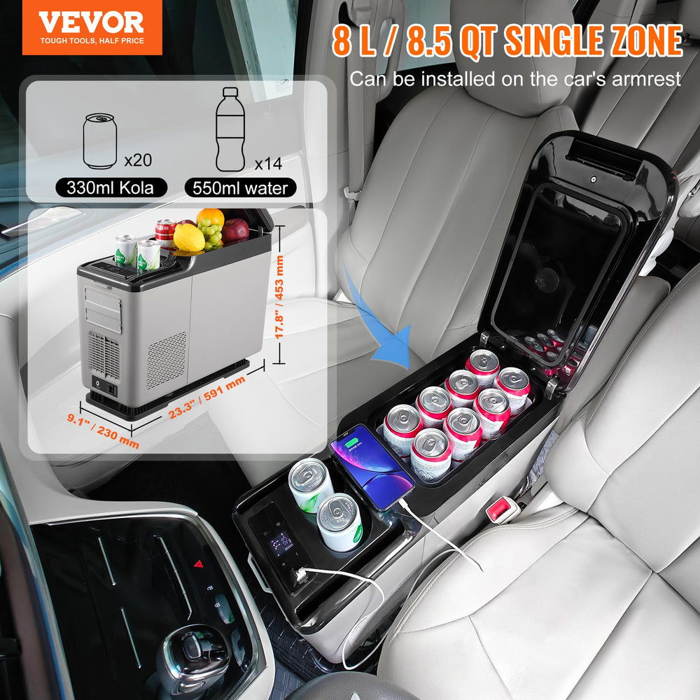 Vevor Car Refrigerator Freezer 15.9 Qt Portable Single Zone Rapid Cooling with Bluetooth Control New