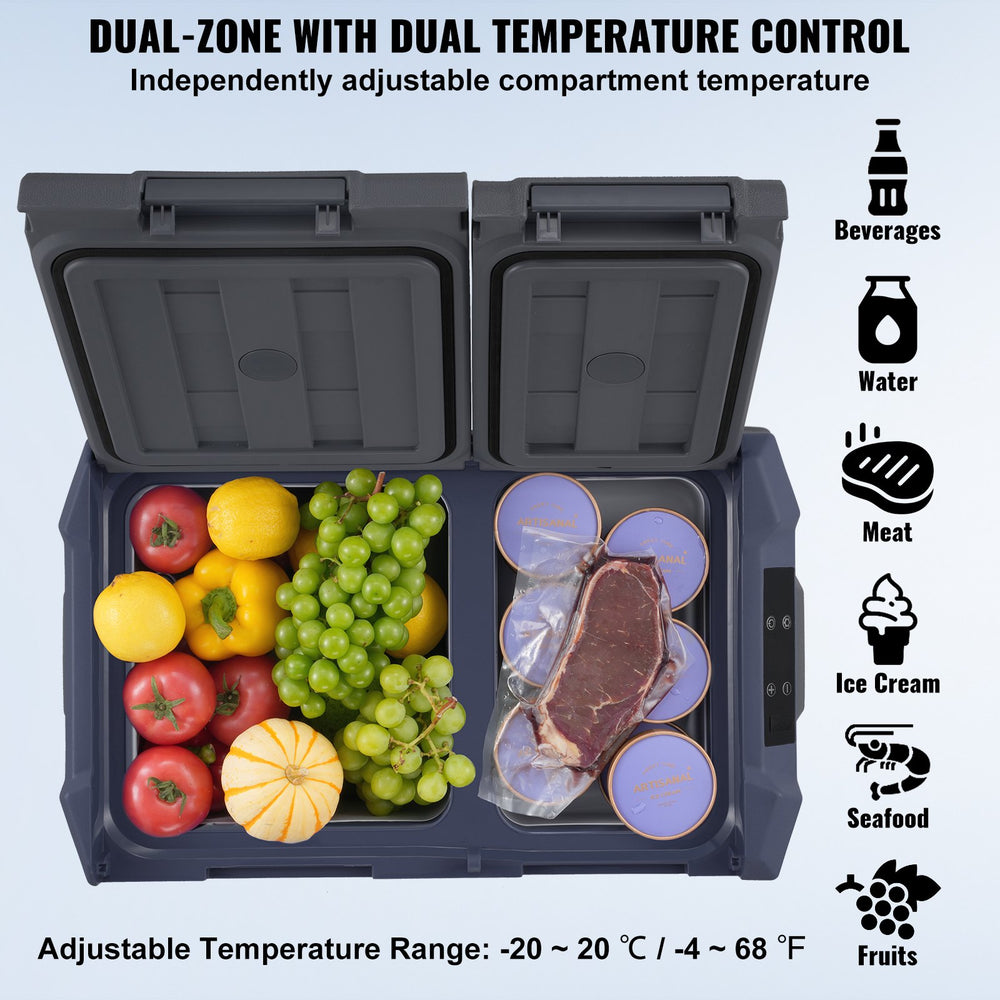 Vevor Portable Refrigerator and Freezer 26.4 Qt. Dual Zone -4°F to 68°F Compressor Cooler and Mobile App New