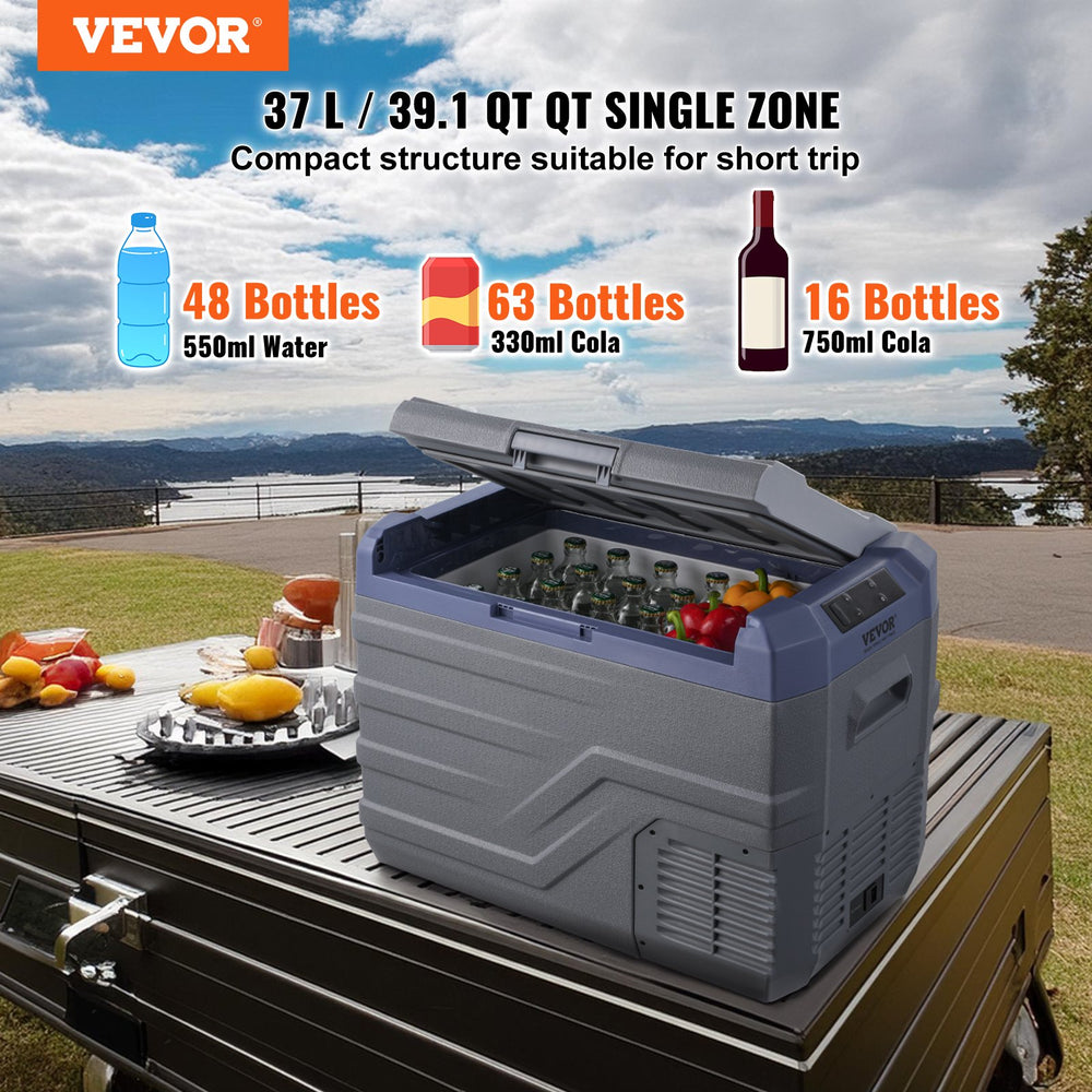 Vevor Car Refrigerator and Freezer 39.1 Qt Portable Single Zone -4°F to 68°F Adjustable Temperature New