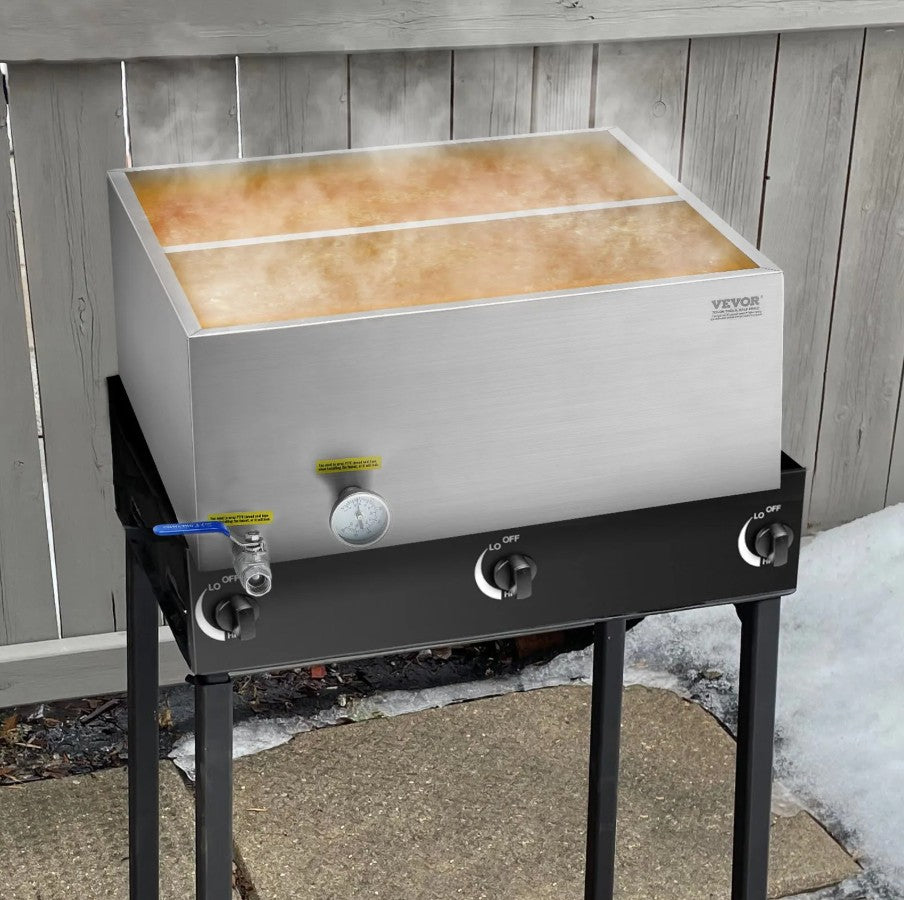 Vevor Maple Syrup Evaporator Pan Stainless Steel with Valve and Thermometer New