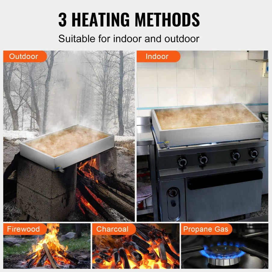 Vevor Maple Syrup Evaporator Pan 22.4 Gal Stainless Steel with Valve Full-Welded New