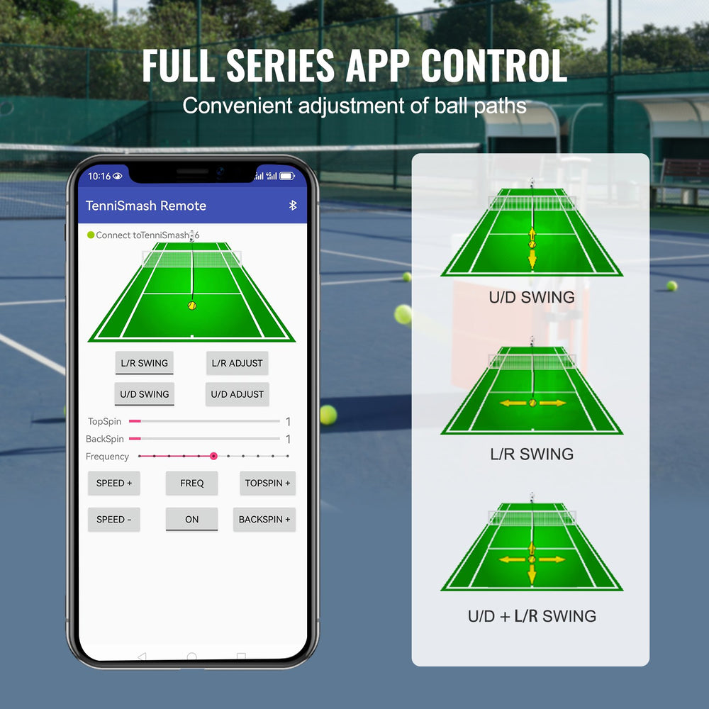 Vevor Tennis Ball Machine Portable Launcher 110 km/h Speed 100-Ball Capacity Bluetooth Control New