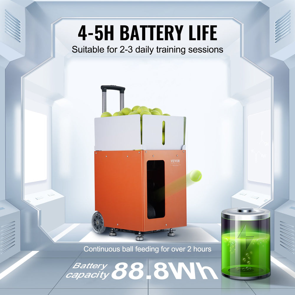 Vevor Tennis Ball Machine Portable Launcher 110 km/h Speed 100-Ball Capacity Bluetooth Control New