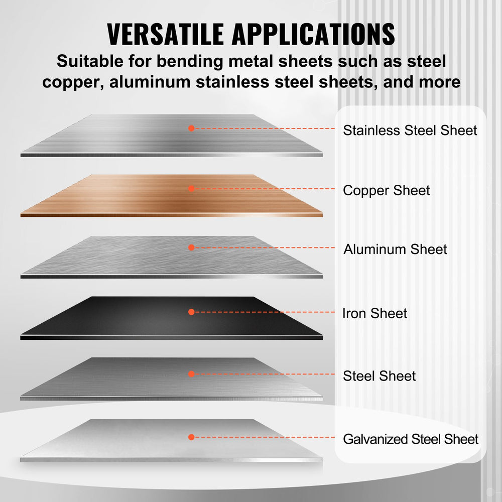 Vevor Box and Pan Brake 48" 0-135° Sheet Metal Bender for 20-Gauge Low Carbon Steel and 14-Gauge Aluminum New