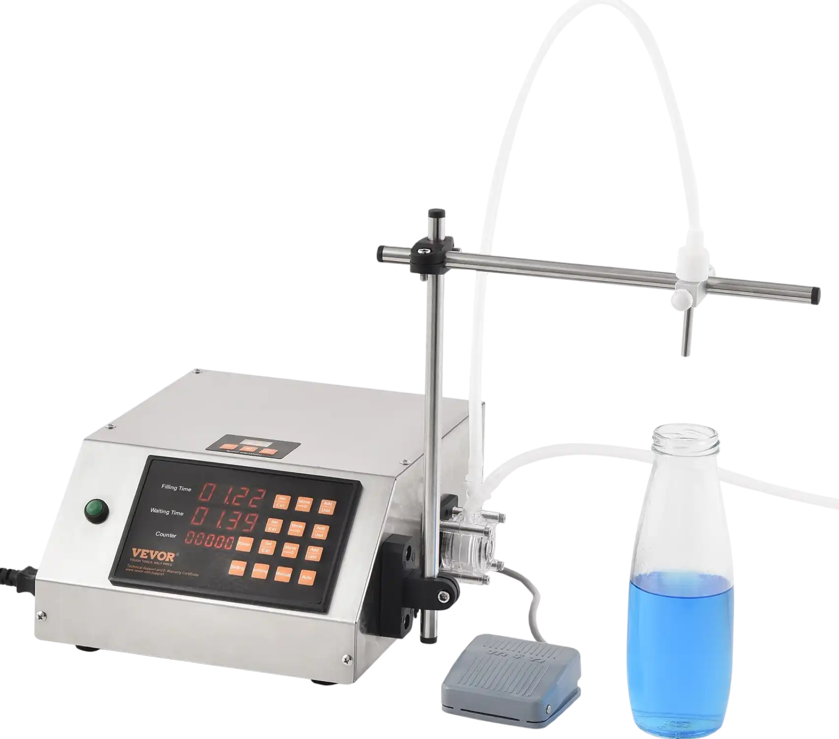 Vevor Liquid Filling Machine 5-650ml Capacity Peristaltic Pump Digital Control with Single Nozzle New