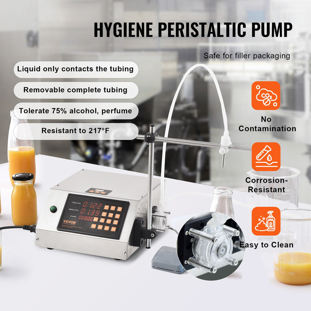 Vevor Liquid Filling Machine 5-650ml Capacity Peristaltic Pump Digital Control with Single Nozzle New