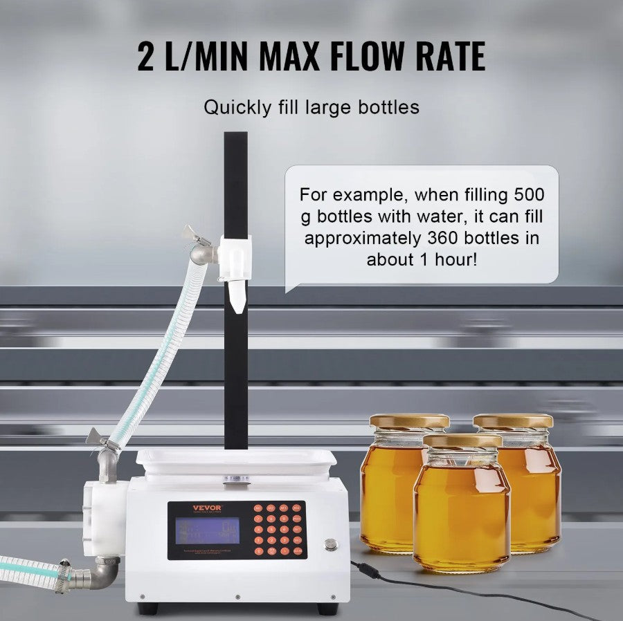 Vevor Liquid Filling Machine 0.11-11 Lbs with Digital Control and Gear Pump Single Nozzle New