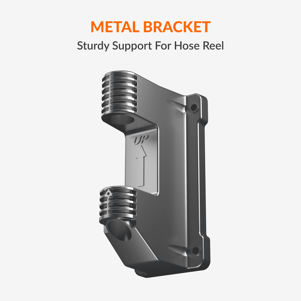 Giraffe Tools Premium Instant Glide Retractable Garden Hose Reel 5/8in 90ft Metal Bracket Dark Grey New
