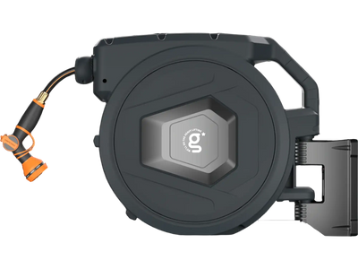 Giraffe Tools Premium Instant Glide Retractable Garden Hose Reel 5/8in 90ft Metal Bracket Dark Grey New