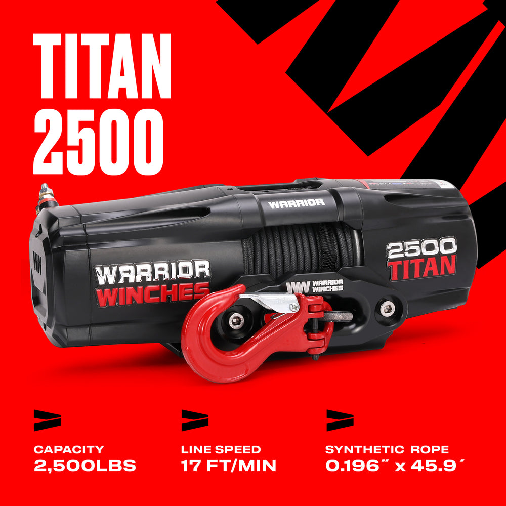 Warrior Winches Titan Electric Winch 2,500 Lb 12-Volt Synthetic Rope New
