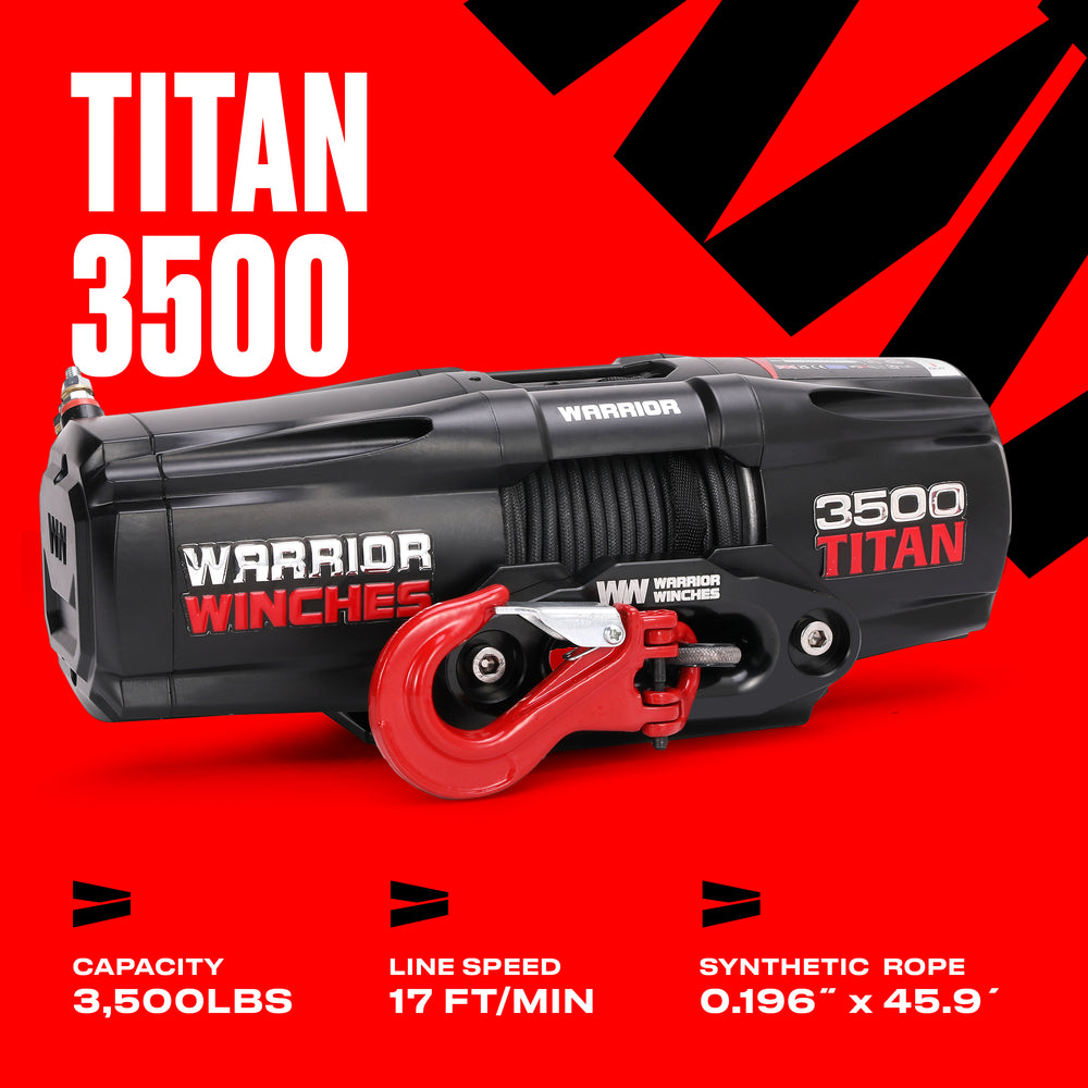 Warrior Winches Titan Electric Winch 3,500 Lb 12-Volt Synthetic Rope New