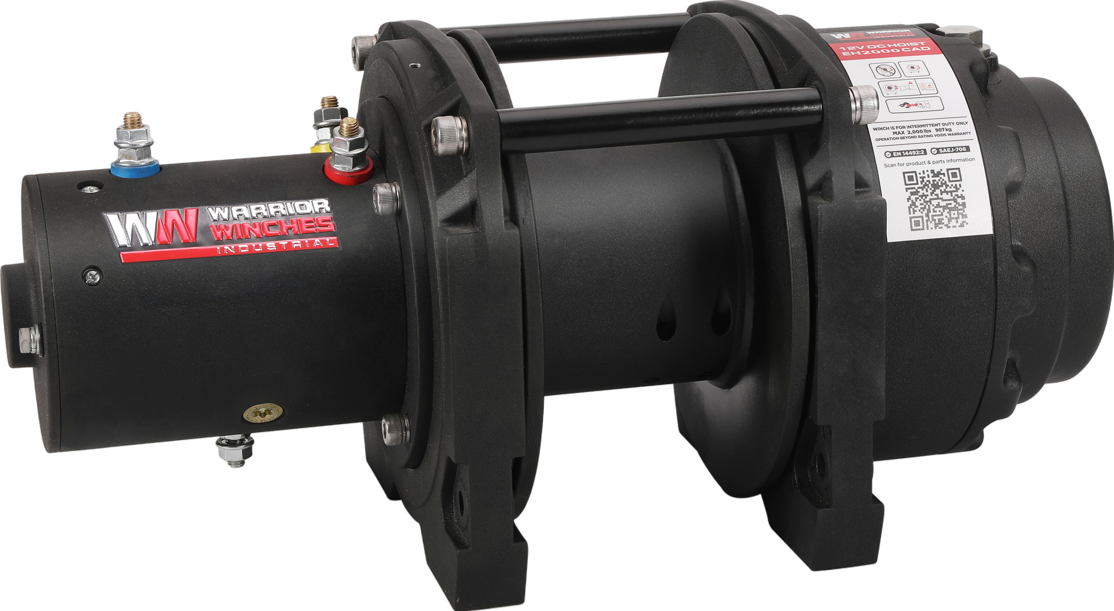 Warrior Winches EH2000 Industrial Hoist 12-Volt 6.1 HP Motor 2000 Lb Capacity New