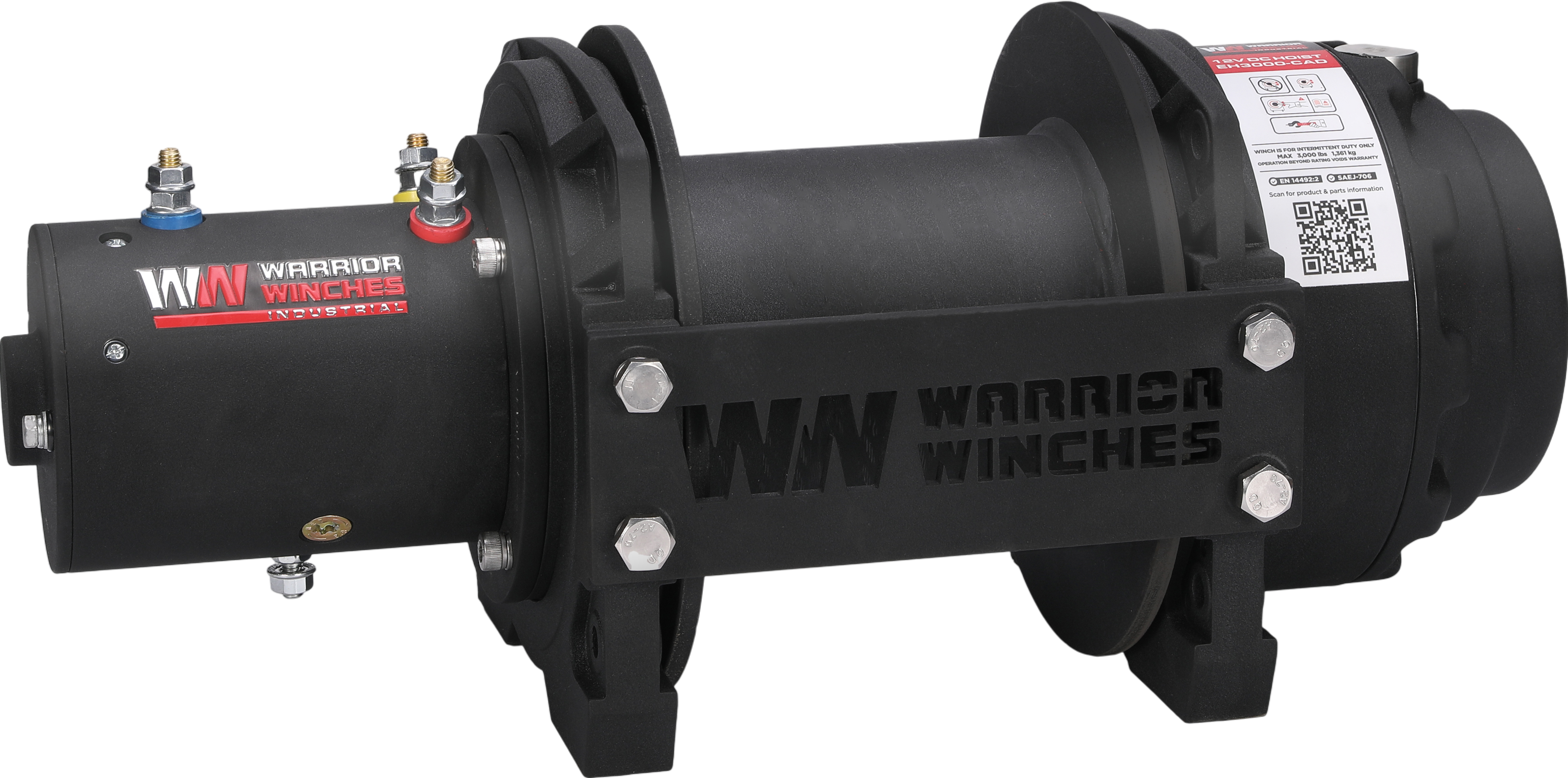 Warrior Winches EH3000 Industrial Hoist 12-Volt 6.1 HP Motor 3000 Lb Capacity New