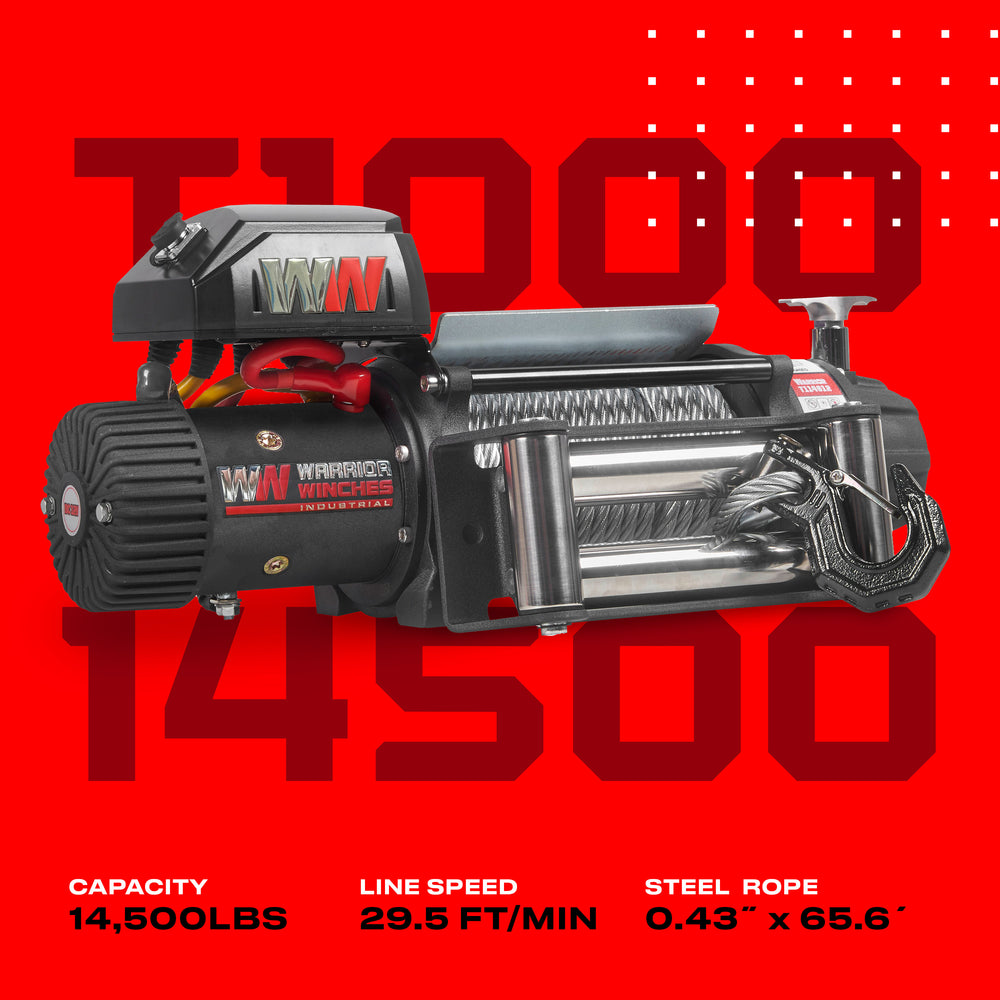 Warrior Winches T1000 Electric Winch 14,500 Lb Severe Duty 12-Volt Steel Rope New