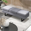 Gray waiting room bench seating with removable cushions and metal frame, designed for comfort and stability.