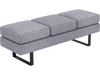Gray waiting room bench seating for 3 adults with removable cushions and a sturdy metal frame for reliable support.