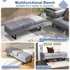 Gray waiting room bench with removable cushions, metal frame, and comfortable sponge padding for versatile seating.