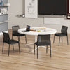 Black waiting room chair set with ergonomic mesh backrest and padded seat, ideal for office and conference use.