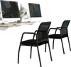Set of 2 black waiting room chairs with ergonomic mesh backrests, ideal for office and guest seating.
