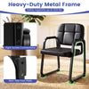 Heavy-duty metal frame reception chair with cushioned seat, ergonomic backrest, and non-slip foot pads for stability.