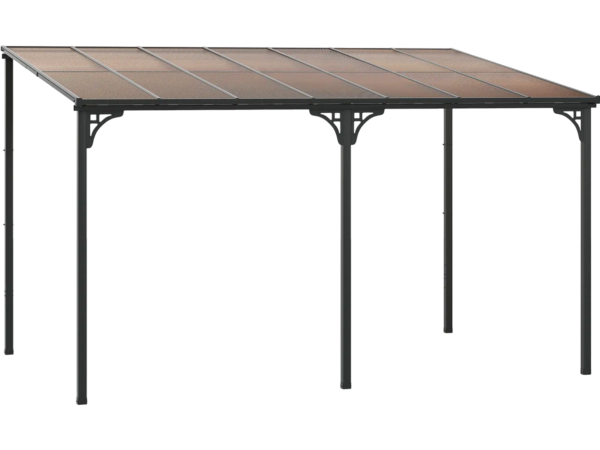 Costway Wall-Mounted Patio Gazebo Hardtop Pergola Sloped Polycarbonate Roof 935841276 New