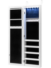 Wall And Door Mirrored Jewelry Cabinet With LED Light