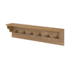 Wooden coat rack with shelf, 31.5 inches long, featuring 6 hooks for hats and towels, perfect for entryway organization.