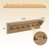 Wooden coat rack with shelf, 31.5 inches, featuring 6 hooks for hats and towels, designed for easy wall mounting.