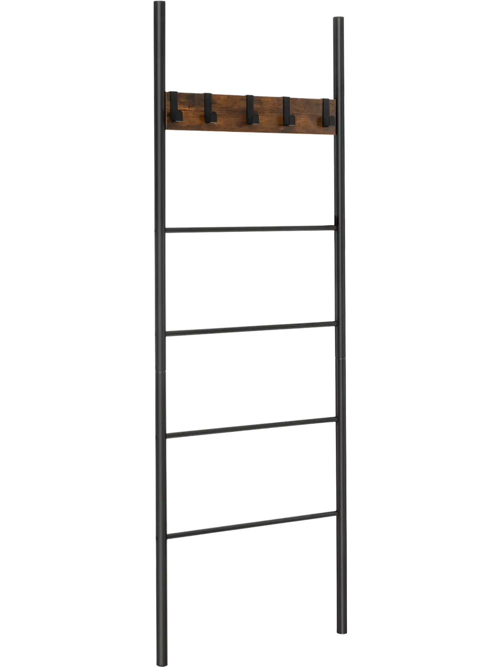 Wall-Leaning Decorative Blanket Holder with 5 Removable Hooks