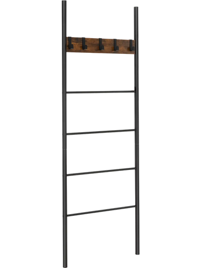 Costway Wall-Leaning Blanket Ladder Decorative Holder with 5 Removable Hooks 47635218 New