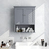 Gray wall-mounted bathroom cabinet with doors and adjustable shelves for organized storage in any space.