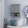 Gray wall-mounted bathroom cabinet with doors and adjustable shelves for organized storage in any room.
