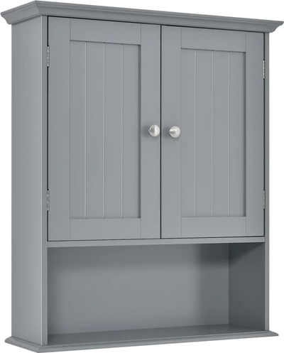 Costway Wall Mount Bathroom Storage Cabinet Organizer Doors Shelves 70692143 New