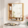 Wall Mounted  Bathroom Cabinet with Mirror Single Door-Natural - Gallery View 1 of 12
