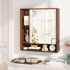 Wall Mounted  Bathroom Cabinet with Mirror Single Door-Walnut - Gallery View 1 of 12