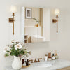 Double door bathroom wall cabinet with mirror, adjustable shelf, and modern design, ideal for small spaces.