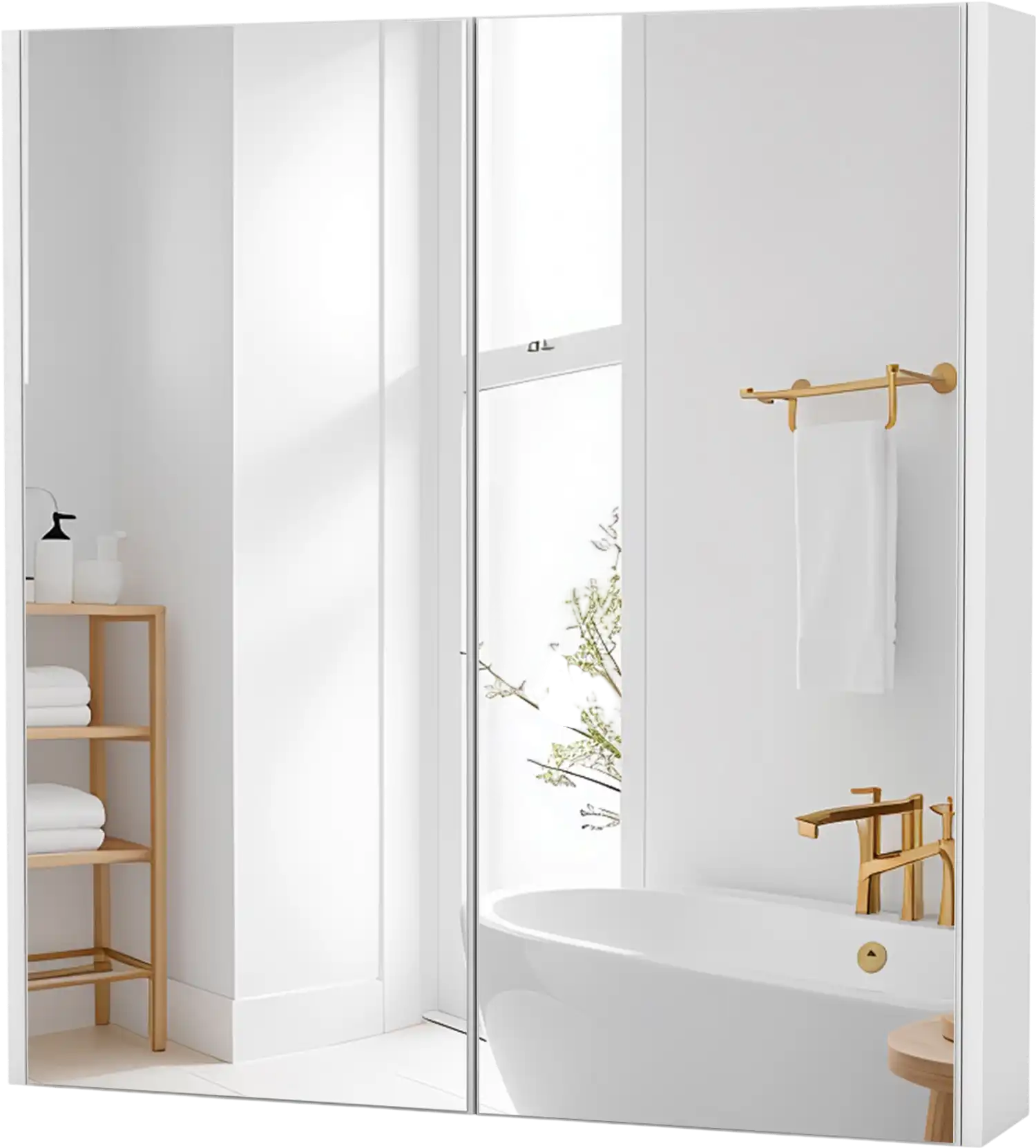 Costway Bathroom Wall Cabinet 2 Mirrored Doors Laundry Entryway 29361784 New