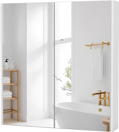 Costway Bathroom Wall Cabinet 2 Mirrored Doors Laundry Entryway 29361784 New