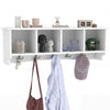 Wall-mounted coat rack with 4 cubbies, 5 double hooks, and a white wooden shelf, perfect for entryways and mudrooms.