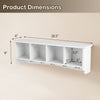Wall-mounted coat rack with 4 cubbies and 5 double hooks, measuring 28.5" wide, ideal for entryways and storage.