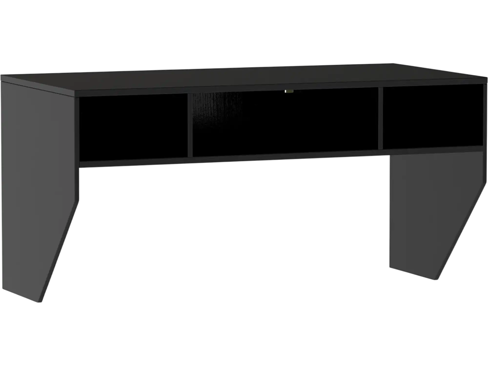 Costway Wall-Mounted Floating Computer Desk w/ 3 Storage Compartments 91318135 New