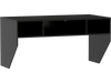 Wall-mounted black computer desk with 3 storage compartments, 41.5" x 21" surface for monitors and laptops.