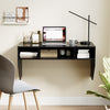 Wall-Mounted Computer Desk Floating Laptop Desk with 3 Storage Compartments-Black - Gallery View 1 of 11