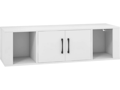 Costway Wall Mounted Floating 2-Door Desk Hutch Storage Shelves TV Stand 08475621 New