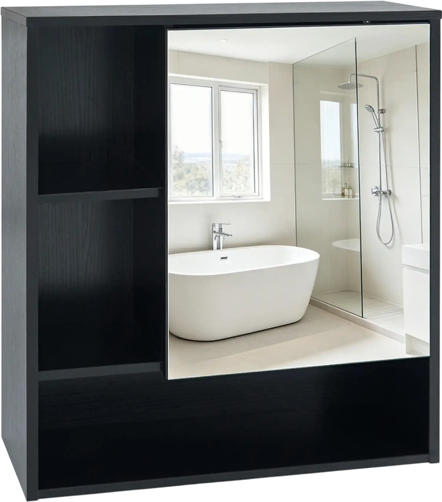 Costway Wall-Mounted Mirror Bathroom Storage Cabinet 90532609 New