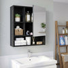 Wall-Mounted Mirror Cabinet with 2 Hidden Shelves and 3 Open Compartments-Black - Gallery View 1 of 10