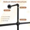 Wall-mounted black clothing rack showcasing robust metal structure with SPCC tubes for high-strength and durability.