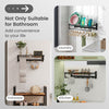 Wall mounted towel shelf with adjustable towel bar and movable hooks, made of space aluminum for bathroom and laundry.