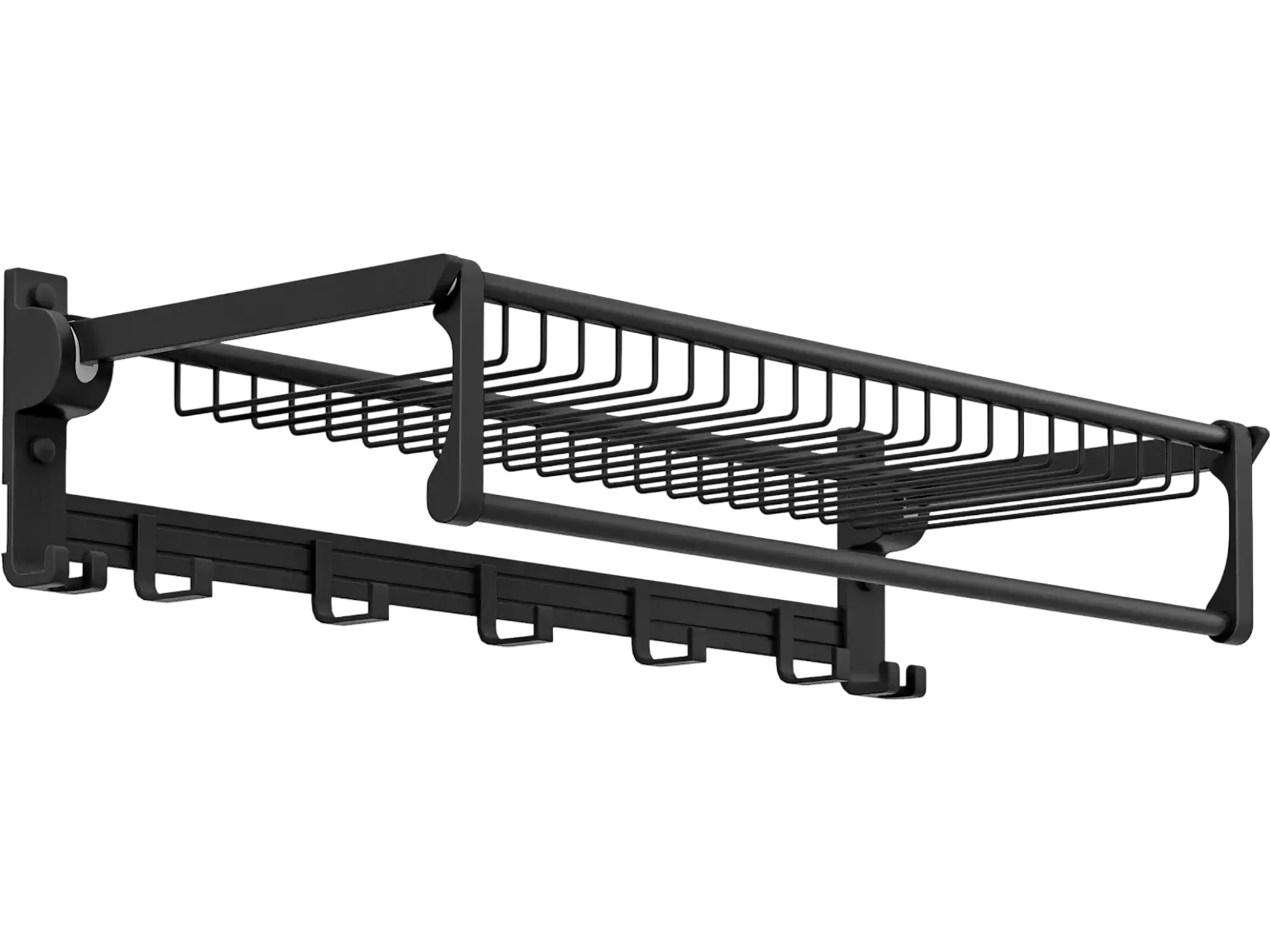 Costway Wall Mounted Towel Shelf Rack Adjustable Bar Hooks 529876143 New